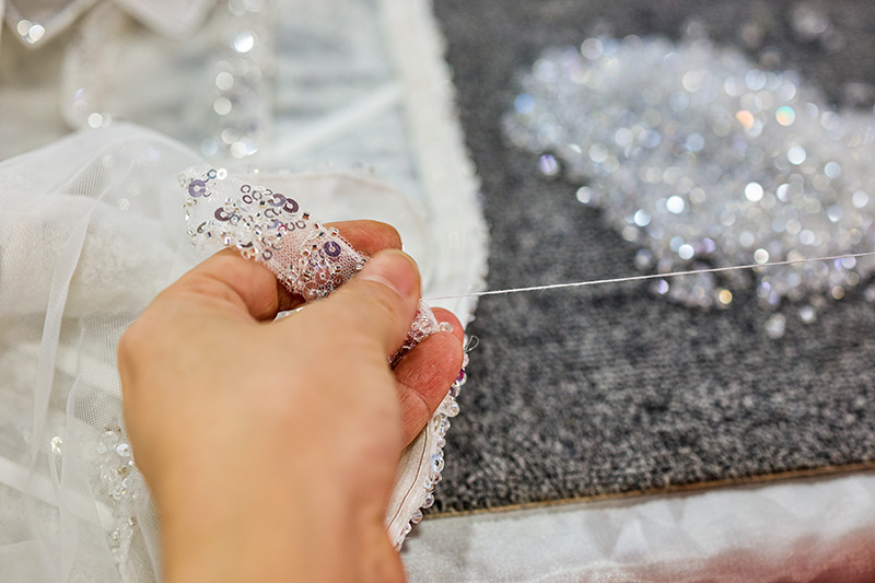 Corset của váy couture với cấu trúc xương, trang trí bằng hạt